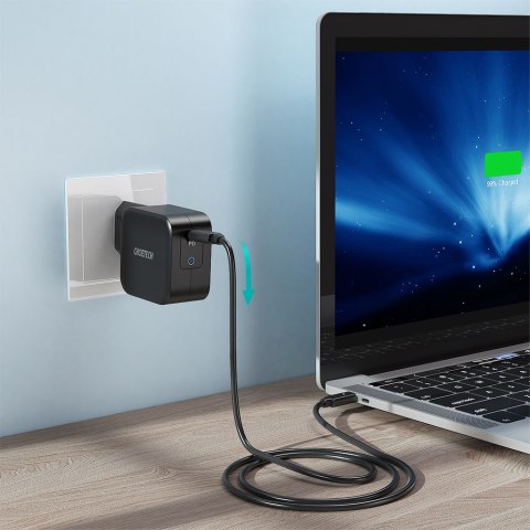 Ładowarka sieciowa GaN USB Typ C 60W + kabel USB Typ C 1.8m czarny Ładowarka sieciowa GaN USB Typ C 60W + kabel USB Typ C 1.8m czarny
