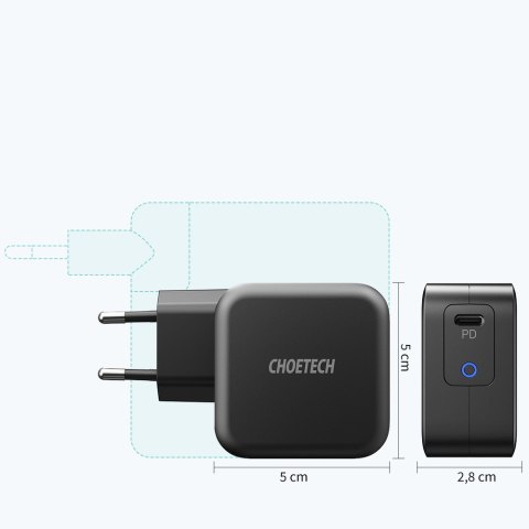 Ładowarka sieciowa GaN USB Typ C 60W + kabel USB Typ C 1.8m czarny Ładowarka sieciowa GaN USB Typ C 60W + kabel USB Typ C 1.8m czarny