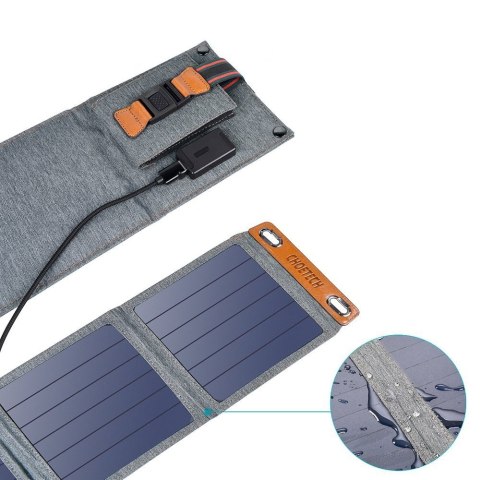 Ładowarka solarna do telefonu turystyczna z USB 14W rozkładana szara Ładowarka solarna do telefonu turystyczna z USB 14W rozkładana szara