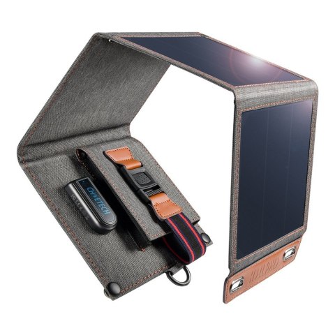 Ładowarka solarna do telefonu turystyczna z USB 14W rozkładana szara Ładowarka solarna do telefonu turystyczna z USB 14W rozkładana szara