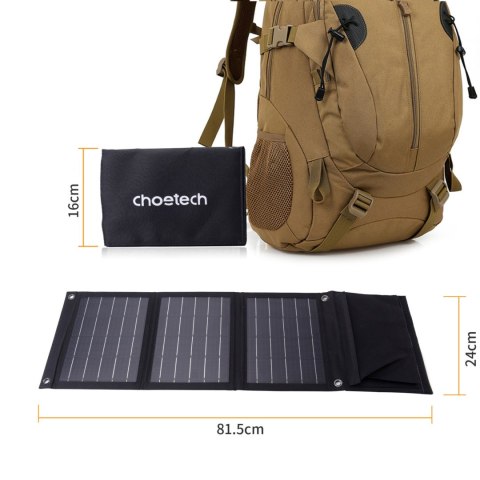 Ładowarka solarna słoneczna turystyczna 22W 2xUSB rozkładana czarna Ładowarka solarna słoneczna turystyczna 22W 2xUSB rozkładana czarna