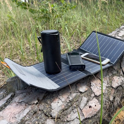 Ładowarka solarna słoneczna turystyczna 22W 2xUSB rozkładana czarna Ładowarka solarna słoneczna turystyczna 22W 2xUSB rozkładana czarna