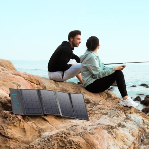 Ładowarka solarna słoneczna turystyczna USB USB C 36W QC PD szara Ładowarka solarna słoneczna turystyczna USB USB C 36W QC PD szara