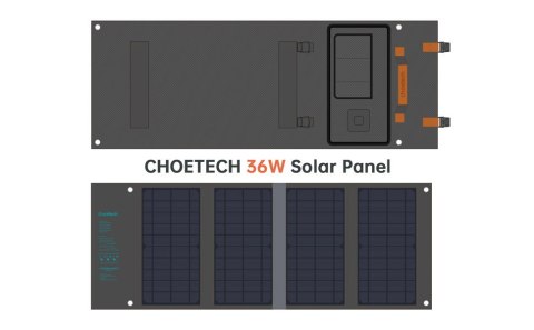 Ładowarka solarna słoneczna turystyczna USB USB C 36W QC PD szara Ładowarka solarna słoneczna turystyczna USB USB C 36W QC PD szara