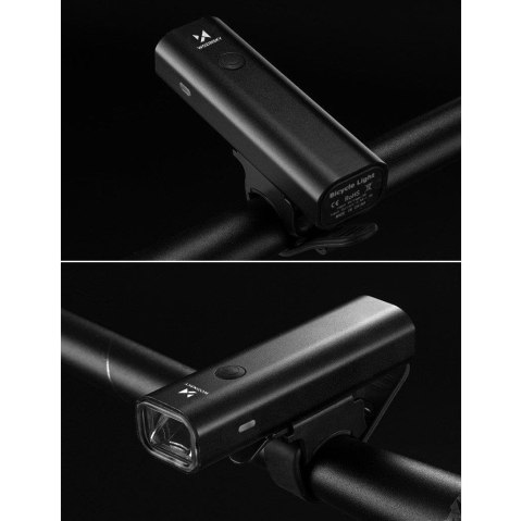 Lampka rowerowa przednia USB białe światło 4 tryby pracy czarna Lampka rowerowa przednia USB białe światło 4 tryby pracy czarna