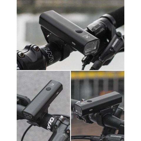 Lampka rowerowa przednia USB białe światło 4 tryby pracy czarna Lampka rowerowa przednia USB białe światło 4 tryby pracy czarna