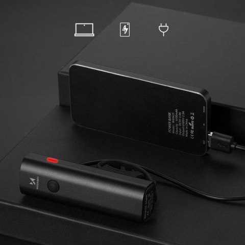 Lampka rowerowa przednia USB białe światło 4 tryby pracy czarna Lampka rowerowa przednia USB białe światło 4 tryby pracy czarna