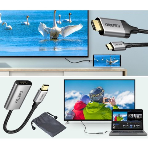 Przejściówka HUB USB Typ C - HDMI 2.0 + kabel HDMI 2m szary Przejściówka HUB USB Typ C - HDMI 2.0 + kabel HDMI 2m szary