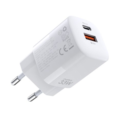 Szybka ładowarka sieciowa GaN USB Typ C PD QC 33W biała Szybka ładowarka sieciowa GaN USB Typ C PD QC 33W biała