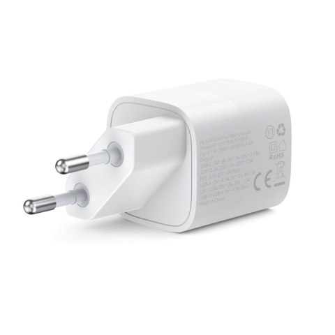 Szybka ładowarka sieciowa GaN USB Typ C PD QC 33W biała Szybka ładowarka sieciowa GaN USB Typ C PD QC 33W biała