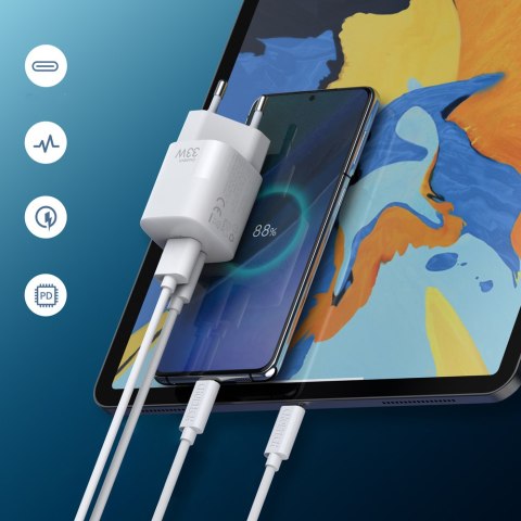 Szybka ładowarka sieciowa GaN USB Typ C PD QC 33W biała Szybka ładowarka sieciowa GaN USB Typ C PD QC 33W biała