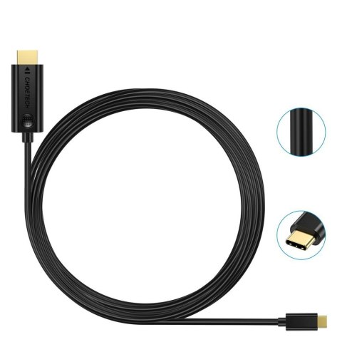 Kabel przewód USB Typ C - HDMI 4K 30Hz 3m czarny Kabel przewód USB Typ C - HDMI 4K 30Hz 3m czarny