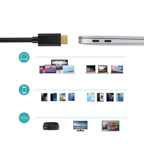 Kabel przewód USB Typ C - HDMI 4K 30Hz 3m czarny Kabel przewód USB Typ C - HDMI 4K 30Hz 3m czarny