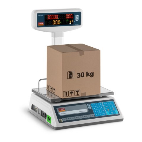 Waga sklepowa cenowa zalegalizowana EGE-LED TEM RS232 30kg / 10g Waga sklepowa cenowa zalegalizowana EGE-LED TEM RS232 30kg / 10g