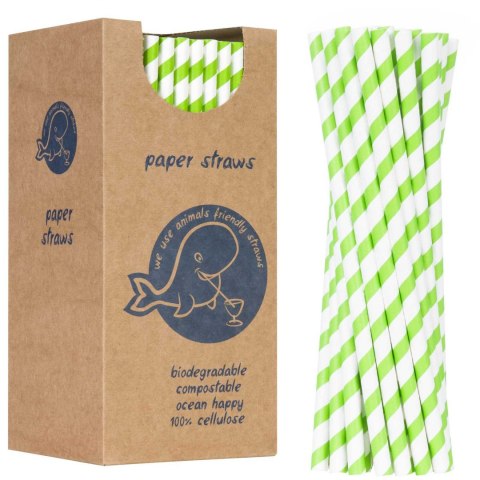 Słomki papierowe BIO ekologiczne PAPER STRAWS grube 8/205mm - biało-zielone 160szt. Słomki papierowe BIO ekologiczne PAPER STRAWS grube 8/205mm - biało-zielone 160szt.