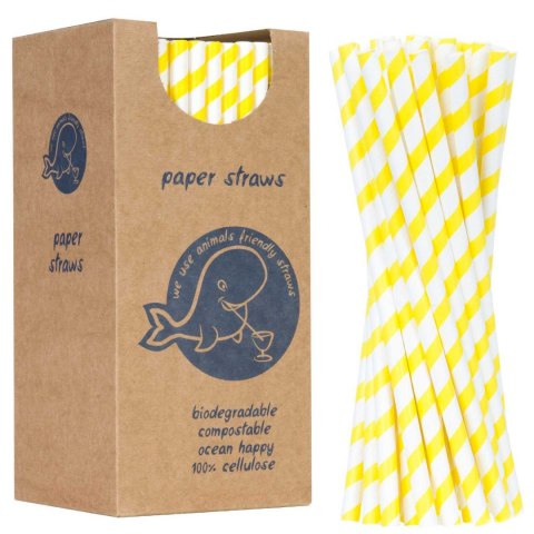 Słomki papierowe BIO ekologiczne PAPER STRAWS grube 8/205mm - biało-żółte 160szt. Słomki papierowe BIO ekologiczne PAPER STRAWS grube 8/205mm - biało-żółte 160szt.