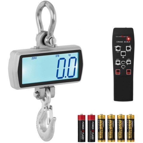 Waga hakowa wisząca magazynowa z pilotem duży wyświetlacz LCD do 1T 1000 / 0.5 kg Waga hakowa wisząca magazynowa z pilotem duży wyświetlacz LCD do 1T 1000 / 0.5 kg
