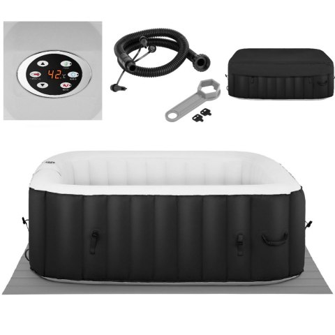 Jacuzzi ogrodowe dmuchane z masażem 6 osobowe 42C 900 l czarne Jacuzzi ogrodowe dmuchane z masażem 6 osobowe 42C 900 l czarne