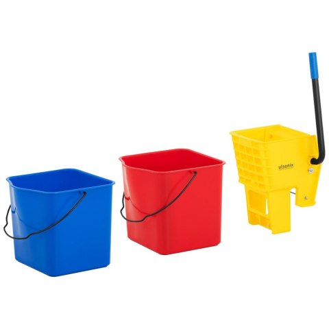Wózek do mycia podłóg z prasą wyciskarką do mopa dwa wiadra 2 x 24 l Wózek do mycia podłóg z prasą wyciskarką do mopa dwa wiadra 2 x 24 l