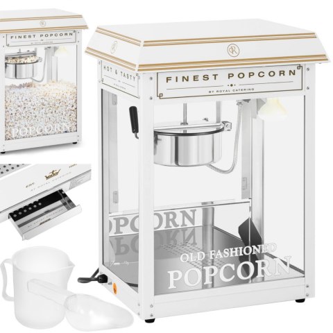 Maszyna automat urządzenie do prażenia popcornu retro TEFLON 1600 W 5-6 kg/h - biało-złota Maszyna automat urządzenie do prażenia popcornu retro TEFLON 1600 W 5-6 kg/h - biało-złota