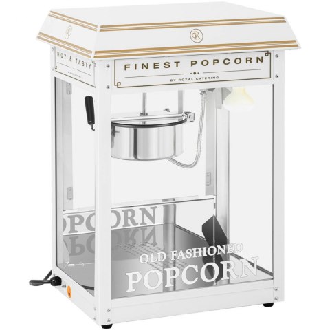 Maszyna automat urządzenie do prażenia popcornu retro TEFLON 1600 W 5-6 kg/h - biało-złota Maszyna automat urządzenie do prażenia popcornu retro TEFLON 1600 W 5-6 kg/h - biało-złota