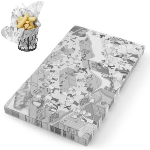 Papier pergaminowy do przekąsek frytek nadruk KUCHNIA 500 szt. 258x425 mm - Hendi 678206 Papier pergaminowy do przekąsek frytek nadruk KUCHNIA 500 szt. 258x425 mm - Hendi 678206