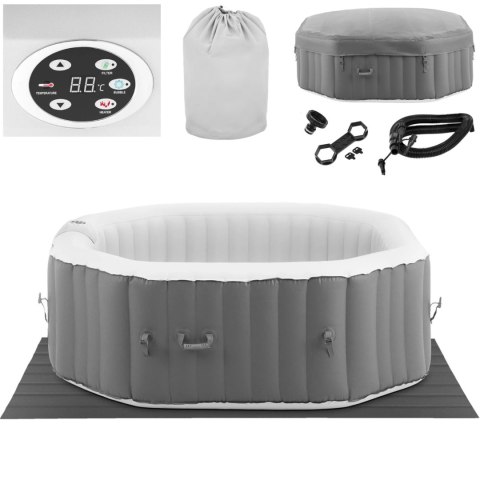 Jacuzzi ogrodowe dmuchane 130 dysz masujących 6 osobowe 910 l szaro - białe Jacuzzi ogrodowe dmuchane 130 dysz masujących 6 osobowe 910 l szaro - białe