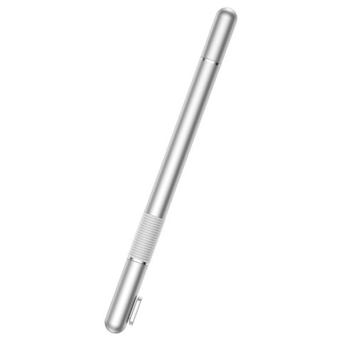 Dwustronny pojemnościowy rysik disc stylus + żelopis długopis srebrny Dwustronny pojemnościowy rysik disc stylus + żelopis długopis srebrny