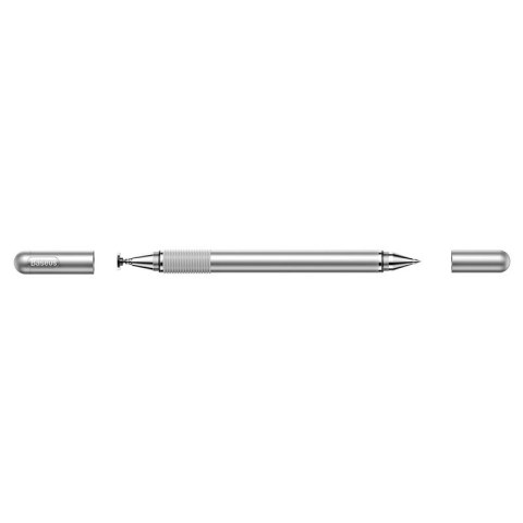 Dwustronny pojemnościowy rysik disc stylus + żelopis długopis srebrny Dwustronny pojemnościowy rysik disc stylus + żelopis długopis srebrny