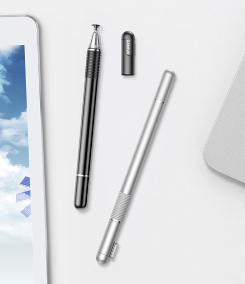 Dwustronny pojemnościowy rysik disc stylus + żelopis długopis srebrny Dwustronny pojemnościowy rysik disc stylus + żelopis długopis srebrny