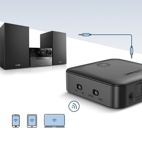 2w1 Nadajnik + odbiornik transmiter Bluetooth 5.0 do muzyki czarny 2w1 Nadajnik + odbiornik transmiter Bluetooth 5.0 do muzyki czarny