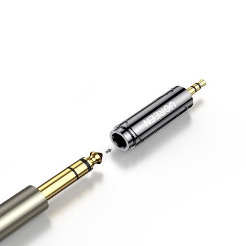 Adapter przejściówka audio 3.5mm (męski) na 6,35mm mini jack (żeński) szary Adapter przejściówka audio 3.5mm (męski) na 6,35mm mini jack (żeński) szary