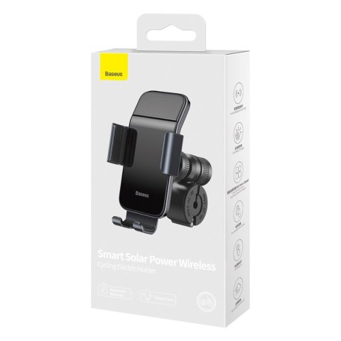 Rowerowy uchwyt na smartfon telefon z ładowarka solarną panelem słonecznym czarny Rowerowy uchwyt na smartfon telefon z ładowarka solarną panelem słonecznym czarny