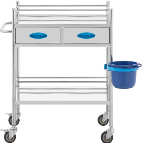 Wózek laboratoryjny zabiegowy kosmetyczny STAL 2 półki 2 szuflady 72 x 43 x 86 cm 40 kg Wózek laboratoryjny zabiegowy kosmetyczny STAL 2 półki 2 szuflady 72 x 43 x 86 cm 40 kg