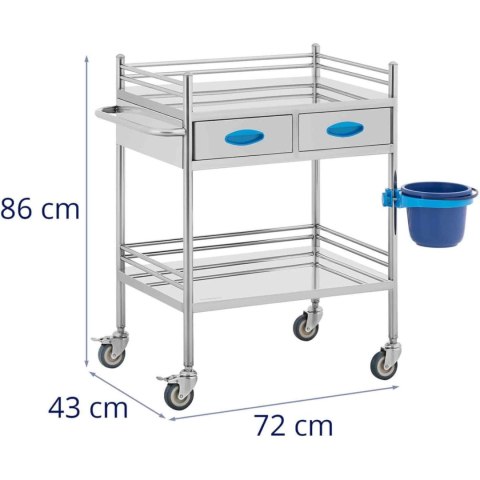 Wózek laboratoryjny zabiegowy kosmetyczny STAL 2 półki 2 szuflady 72 x 43 x 86 cm 40 kg Wózek laboratoryjny zabiegowy kosmetyczny STAL 2 półki 2 szuflady 72 x 43 x 86 cm 40 kg