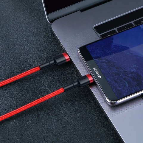 Wytrzymały elastyczny kabel przewód USB-C PD PD 2.0 60W 20V 3A QC3.0 2M czerwony Wytrzymały elastyczny kabel przewód USB-C PD PD 2.0 60W 20V 3A QC3.0 2M czerwony