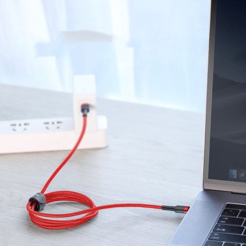 Wytrzymały elastyczny kabel przewód USB-C PD PD 2.0 60W 20V 3A QC3.0 2M czerwony Wytrzymały elastyczny kabel przewód USB-C PD PD 2.0 60W 20V 3A QC3.0 2M czerwony