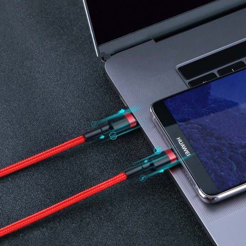 Wytrzymały elastyczny kabel przewód USB-C PD PD 2.0 60W 20V 3A QC3.0 2M czerwony Wytrzymały elastyczny kabel przewód USB-C PD PD 2.0 60W 20V 3A QC3.0 2M czerwony