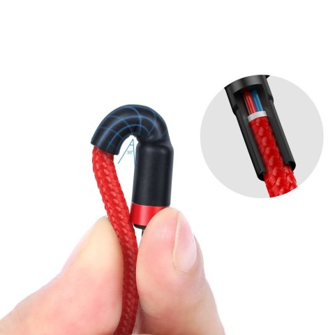 Wytrzymały elastyczny kabel przewód USB-C PD PD 2.0 60W 20V 3A QC3.0 2M czerwony Wytrzymały elastyczny kabel przewód USB-C PD PD 2.0 60W 20V 3A QC3.0 2M czerwony