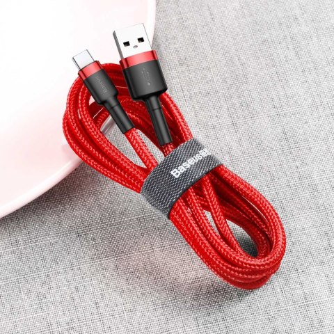 Wytrzymały elastyczny kabel przewód USB USB-C QC3.0 2A 2M czerwony Wytrzymały elastyczny kabel przewód USB USB-C QC3.0 2A 2M czerwony