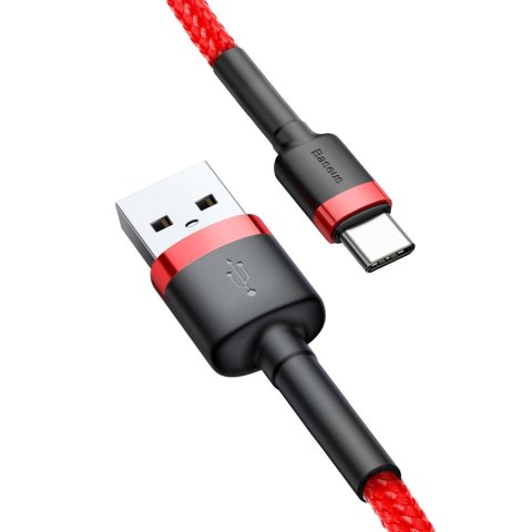 Wytrzymały elastyczny kabel przewód USB USB-C QC3.0 2A 2M czerwony Wytrzymały elastyczny kabel przewód USB USB-C QC3.0 2A 2M czerwony