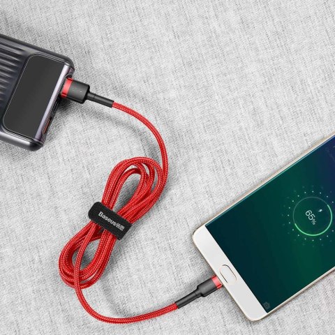 Wytrzymały elastyczny kabel przewód USB microUSB QC3.0 2.4A 1M czerwony Wytrzymały elastyczny kabel przewód USB microUSB QC3.0 2.4A 1M czerwony