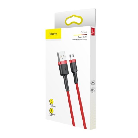 Wytrzymały elastyczny kabel przewód USB microUSB QC3.0 2.4A 1M czerwony Wytrzymały elastyczny kabel przewód USB microUSB QC3.0 2.4A 1M czerwony