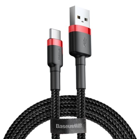Wytrzymały nylonowy kabel przewód USB USB-C QC3.0 2A 3M czarno-czerwony Wytrzymały nylonowy kabel przewód USB USB-C QC3.0 2A 3M czarno-czerwony