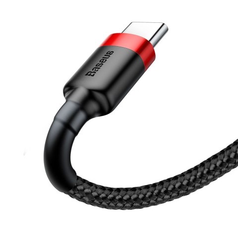 Wytrzymały nylonowy kabel przewód USB USB-C QC3.0 2A 3M czarno-czerwony Wytrzymały nylonowy kabel przewód USB USB-C QC3.0 2A 3M czarno-czerwony
