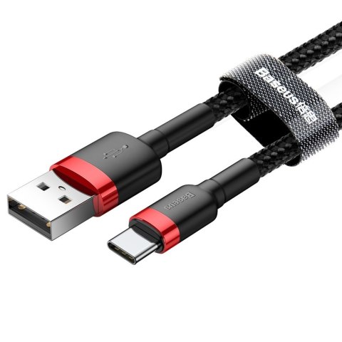 Wytrzymały nylonowy kabel przewód USB USB-C QC3.0 2A 3M czarno-czerwony Wytrzymały nylonowy kabel przewód USB USB-C QC3.0 2A 3M czarno-czerwony