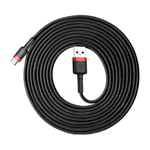 Wytrzymały nylonowy kabel przewód USB USB-C QC3.0 2A 3M czarno-czerwony Wytrzymały nylonowy kabel przewód USB USB-C QC3.0 2A 3M czarno-czerwony