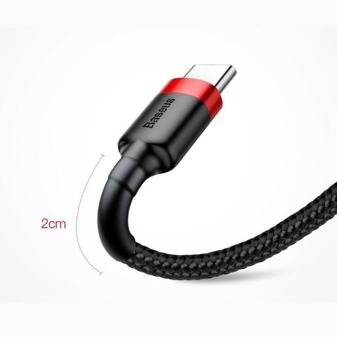 Wytrzymały nylonowy kabel przewód USB USB-C QC3.0 2A 3M czarno-czerwony Wytrzymały nylonowy kabel przewód USB USB-C QC3.0 2A 3M czarno-czerwony
