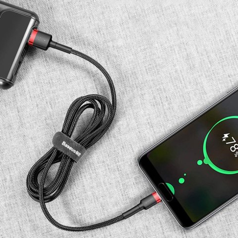 Wytrzymały nylonowy kabel przewód USB USB-C QC3.0 2A 3M czarno-czerwony Wytrzymały nylonowy kabel przewód USB USB-C QC3.0 2A 3M czarno-czerwony