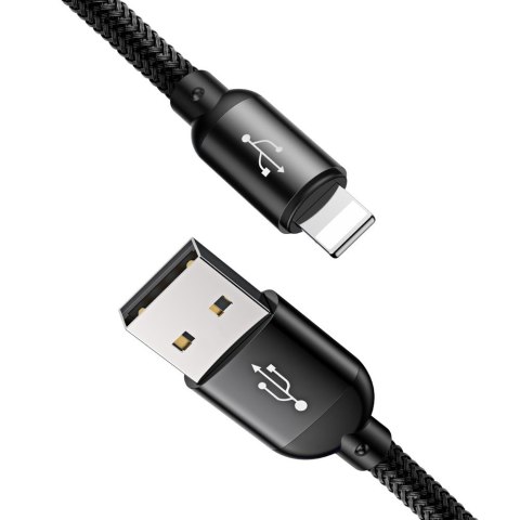 Wytrzymały przewód kabel 3w1 USB microUSB Iphone Lightning USB-C 3.5A 1.2M czarny Wytrzymały przewód kabel 3w1 USB microUSB Iphone Lightning USB-C 3.5A 1.2M czarny